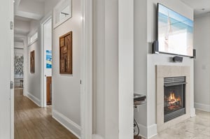 Fireplace in Living Room and Hall to Bedroom 1