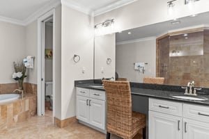 Bathroom 1 with Double Vanity and Sitting Area