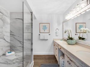 Bathroom 1 with WalkIn Shower and Double Vanities