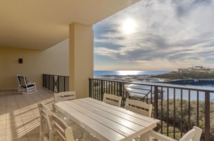 Step onto your private first floor balcony and savor morning coffee at your outdoor dining table while stunning gulf views stretch endlessly before you.