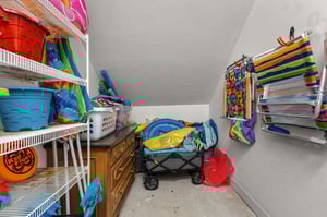 Your storage room keeps beach gear, games, and vacation essentials organized and ready for your next adventure.