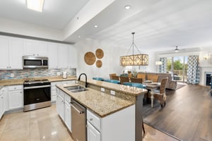 Breakfast bar with additional seating for three.