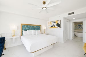 Unwind in your serene bedroom sanctuary with crisp linens, artistic touches, and modern comfort perfectly designed for restful nights.