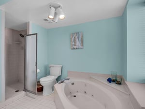 Shower and Large Soaking Tub in Bathroom 1