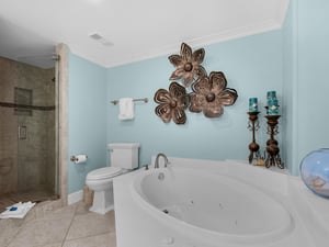 Large Soaking Tub and Walkin Shower in Bathroom 1