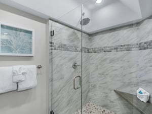 Spacious Walk in Shower in Bathroom 1