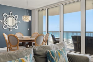 Your oceanfront dining room opens to endless sea views through floortoceiling windows, where memorable meals unfold against stunning coastal backdrop.