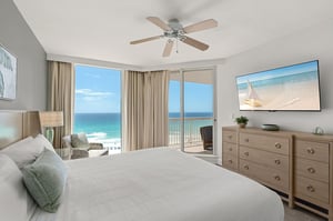 Wake up to stunning ocean views from your comfortable bed, with direct balcony access to enjoy the sea breeze and beach below.