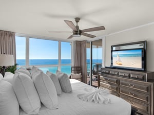 Bedroom 1 with King Bed and Flat Screen TV