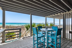 Additional dining  seating on the lower level deck