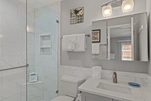 Bathroom 1 featuring walkin shower