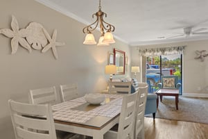 Dining table open to living room