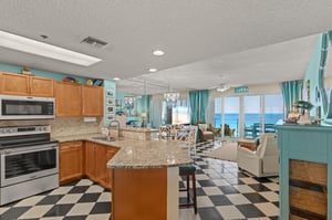Open concept living showcases a stunning Gulf View