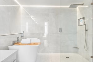 WalkIn Shower and Soaking Tub in Primary Bathroom