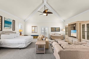 Soaring vaulted ceilings, plush seating, and beachinspired artwork create a serene coastal retreat