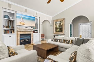 Sink into plush sofas and enjoy the large flat screen TV