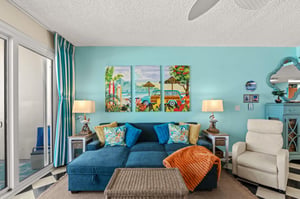 Enjoy TV from a comfy recliner  sofa that converts to a lounge bed.
