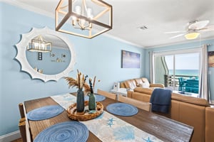 Picture yourself at the table, sharing meals while the ocean breeze drifts through the balcony doors.