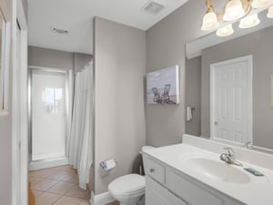 Your private bathroom features a refreshing shower, modern fixtures—everything you need for a comfortable, relaxing stay.