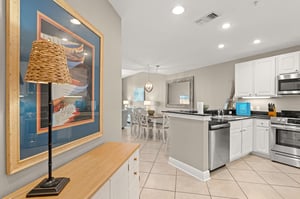 Spacious open floor plan sharing view from the kitchen to the living area.