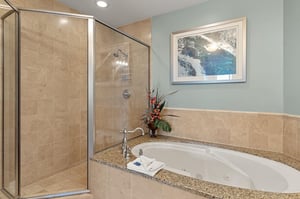 Enjoy a rejuvenating shower or soak in the jetted tub after a day of exploring.