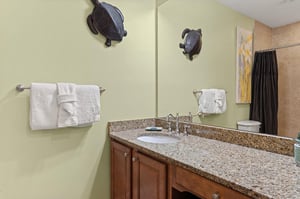 Private guest onsuite, with plenty of counter space and vanity seating.