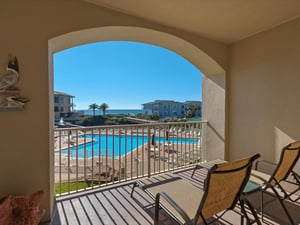 Balcony with pool and Gulf view