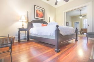 The original wood floors were kept and restored.