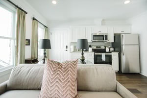 Get comfy on the plush sofa.