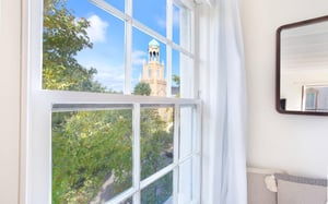 This studio boasts beautiful views of historic downtown.