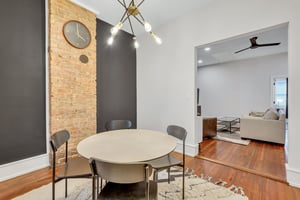 Cozy dining room adjacent to kitchen and living room