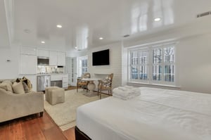 Although this may be a ground level apartment, guests will find that this space has an abundant amount of natural light.