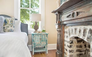 Rest your phone on the rustic side tables.