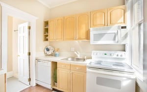 The bright and sunny kitchen has every essential