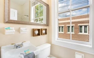 The carriage house receives wonderful natural light.