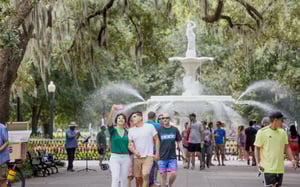 The fountain at Forsyth Park is a short walk away