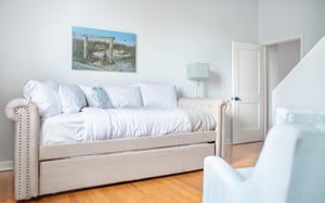 This bed comfortably sleeps two.