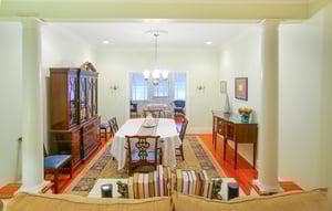 The living room opens up to a beautiful formal dining room.