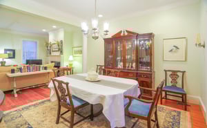 Dining table for six, perfect for sharing a meal.