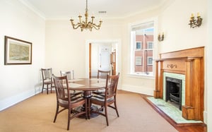 The table can comfortably seat six.