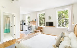 This studio boasts beautiful views of historic downtown.