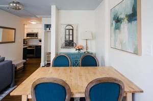 Pops of color lighten the space