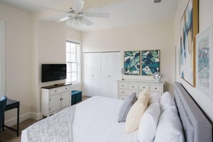 This room has plenty of storage  A large closet, and 8drawer dresser.