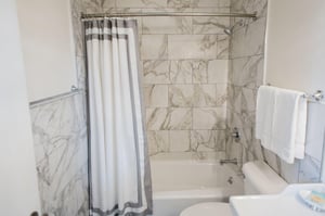 A soaking tub, and shower combination.
