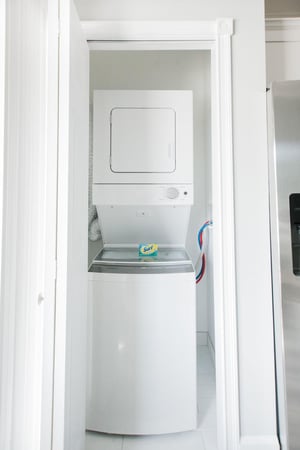 Enjoy the convenience of a fullsize washer and dryer available in unit.
