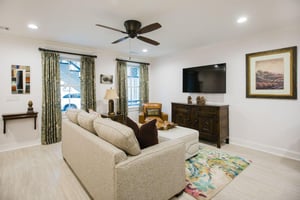 Heading down to the garden level apartment, guests are welcome to enter at street level or elevator access from the main house.