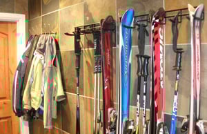 Private entry with ski racks, coat hooks, boot bench, gogglehelmet shelves