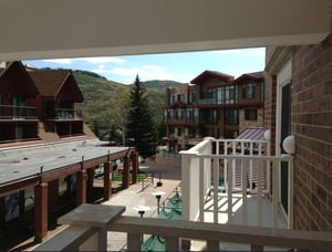 View from family room balcony to East Lowell condos and north The Lodge