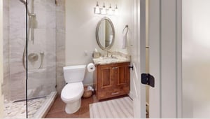 Master bedrooms ensuite bathroom with shower and vanity