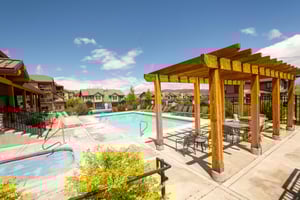 Community seasonal summer  fall pool year round hot tub.